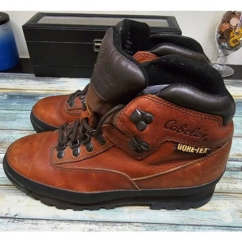 Cabelas Gore-Tex Hiking Boots Mens Leather Lace Up Waterproof Outdoor 9.5 - Picture 2 of 6